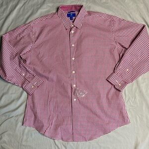 Egara Maroon and White Checkered Button Down Shirt